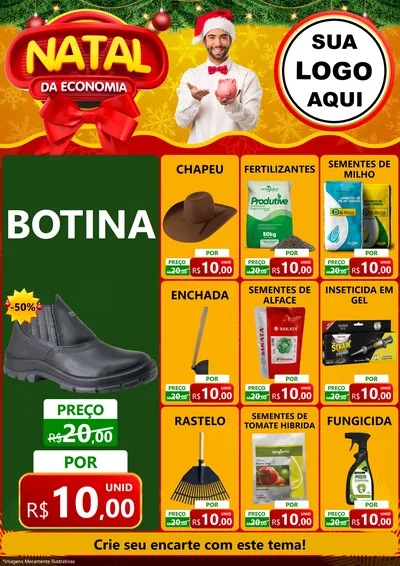 Modelo de Encarte para Encarte A4 Vertical com o tema Natal da Economia para Agropecuária