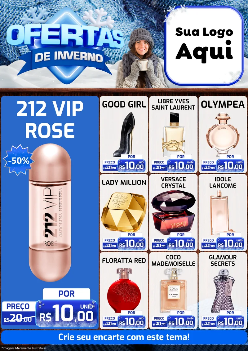 Modelo de Encarte para Encarte A4 Vertical com o tema Ofertas de Inverno para Perfumes