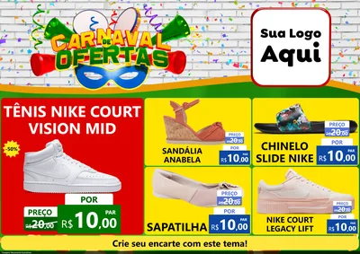 Modelo de Encarte para Encarte A4 Horizontal com o tema Carnaval de Ofertas para Calçados
