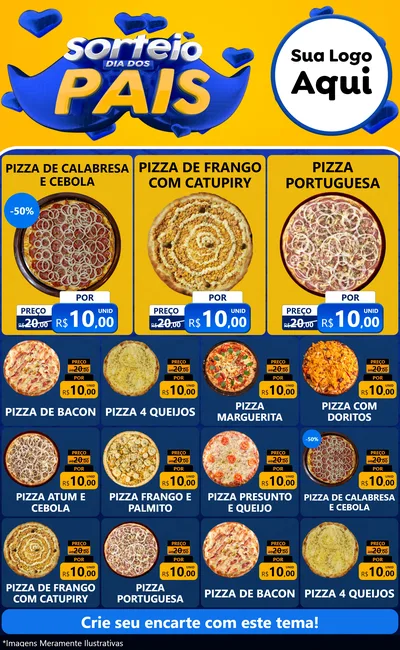 Modelo de Encarte para Encarte Grande com o tema Sorteio Dia dos Pais para Pizzaria