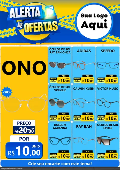 Modelo de Encarte para Encarte A4 Vertical com o tema Alerta de Ofertas para Óticas