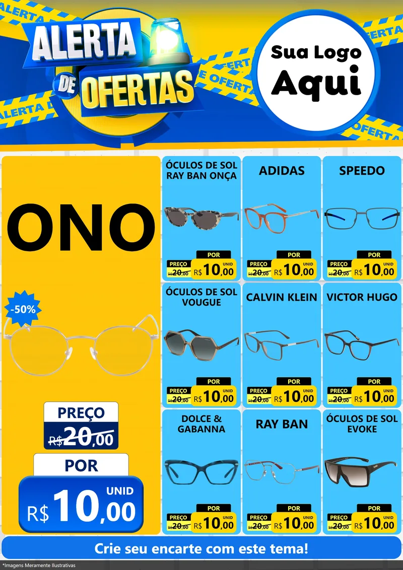 Modelo de Encarte para Encarte A4 Vertical com o tema Alerta de Ofertas para Óticas