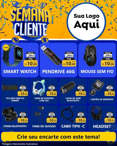Modelo de Rede Social para Feed Instagram com o tema Semana do Cliente para Informática