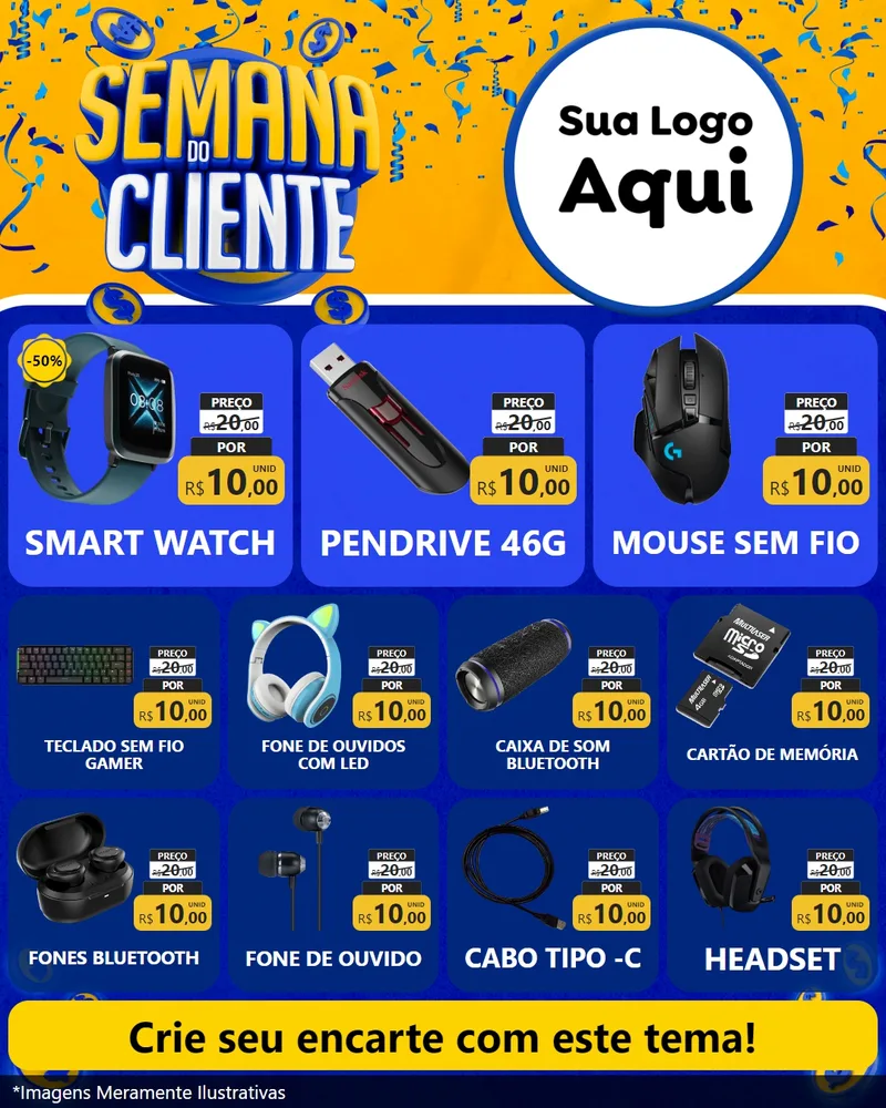 Modelo de Rede Social para Feed Instagram com o tema Semana do Cliente para Informática