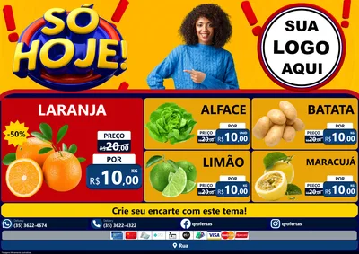Modelo de Encarte para Encarte A4 Horizontal com o tema Só Hoje! para Hortifrúti