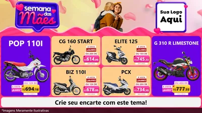 Modelo de TV para TV Horizontal com o tema Semana das Mães para Concessionaria de Motos