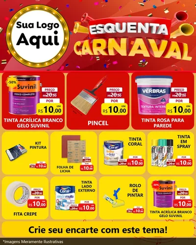 Modelo de Rede Social para Feed Instagram com o tema Esquenta Carnaval para Tintas e Ferramentas