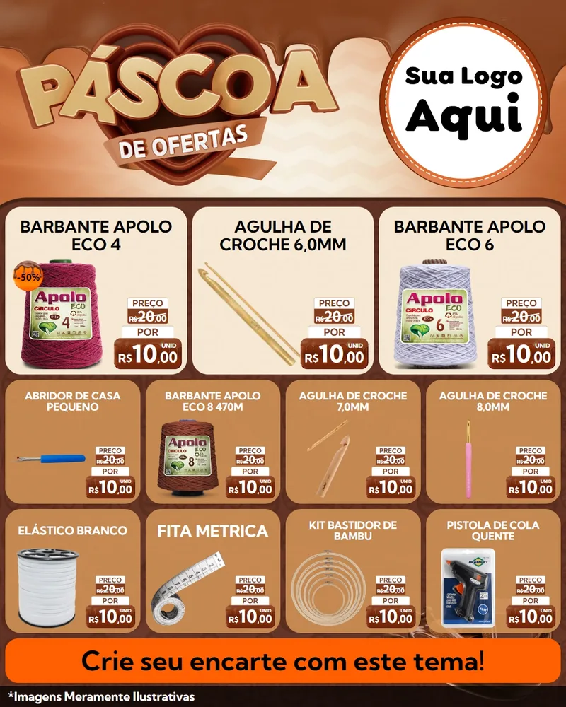 Modelo de Rede Social para Feed Instagram com o tema Páscoa de Ofertas para Armarinho e Aviamentos