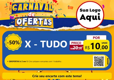 Modelo de Cartaz para Cartaz A4 Horizontal com o tema Carnaval de Ofertas para Hamburgueria