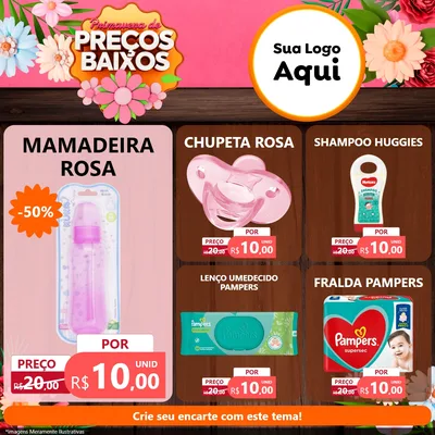 Modelo de Rede Social para Feed Facebook com o tema Primavera de Preços Baixos para Bebês