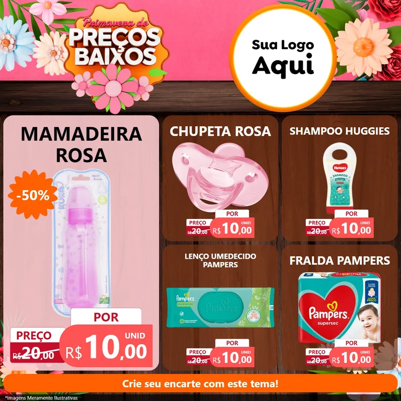 Modelo de Rede Social para Feed Facebook com o tema Primavera de Preços Baixos para Bebês
