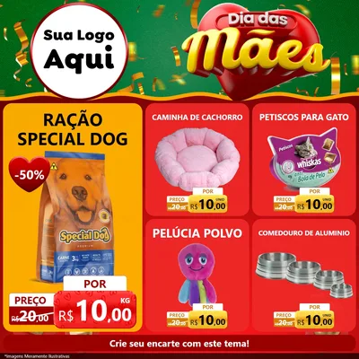 Modelo de Rede Social para Feed Facebook com o tema Dia das Mães para Pet Shop