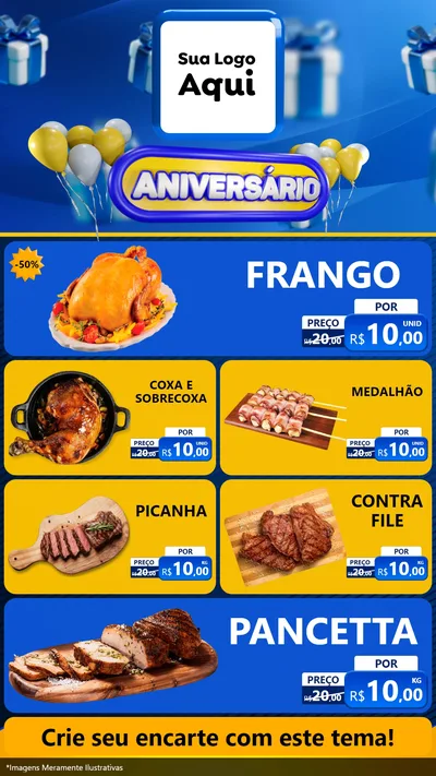 Modelo de TV para TV Vertical com o tema Aniversário para Assados