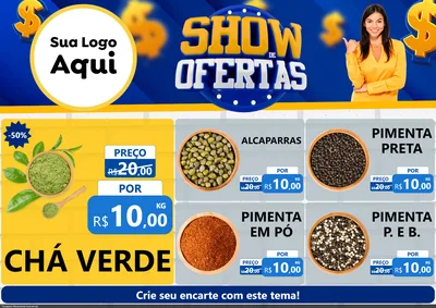 Modelo de Encarte para Encarte A4 Horizontal com o tema Show de Ofertas para Produtos Naturais