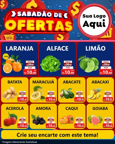 Modelo de Rede Social para Feed Instagram com o tema Sabadão de Ofertas para Hortifrúti