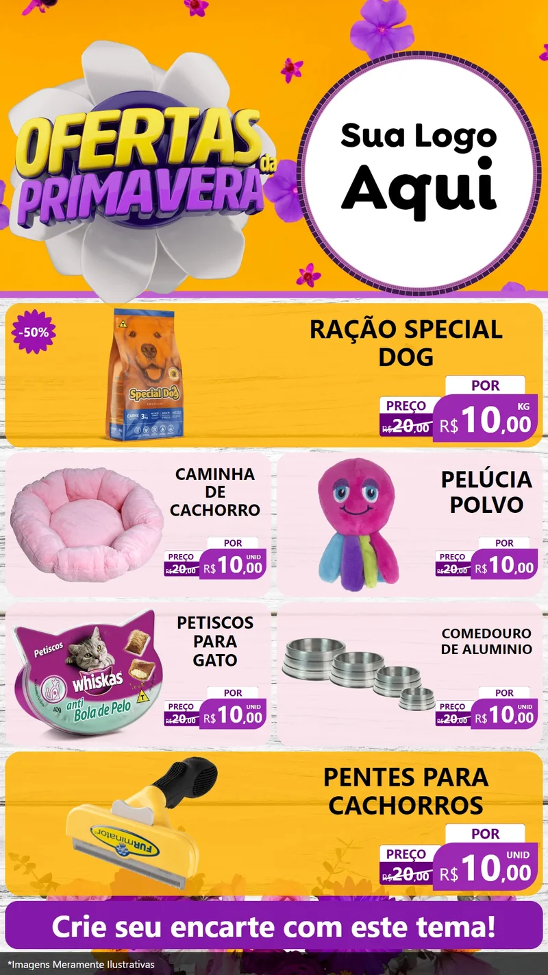 Modelo de TV para TV Vertical com o tema Ofertas Da Primavera para Pet Shop