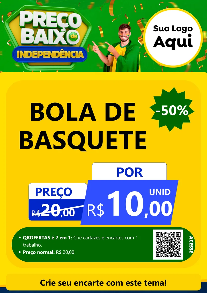 Modelo de Cartaz para Cartaz A4 Vertical com o tema Preço Baixo de Independência para Artigos Esportivos