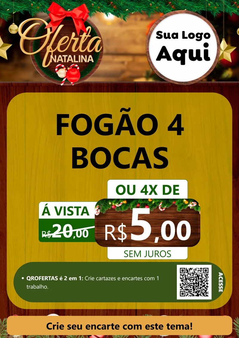 Modelo de Cartaz para Cartaz A4 Vertical com o tema Ofertas Natalina para Móveis e Eletro