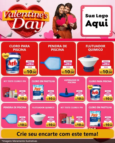 Modelo de Rede Social para Feed Instagram com o tema Valentine's Day para Produtos para Piscina