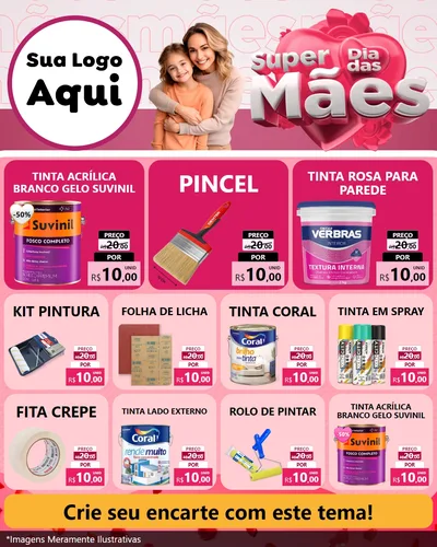 Modelo de Rede Social para Feed Instagram com o tema Super Dia Das Mães para Tintas e Ferramentas