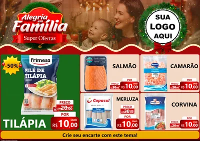 Modelo de Encarte para Encarte A4 Horizontal com o tema Alegria Em Família - Super Ofertas para Peixaria
