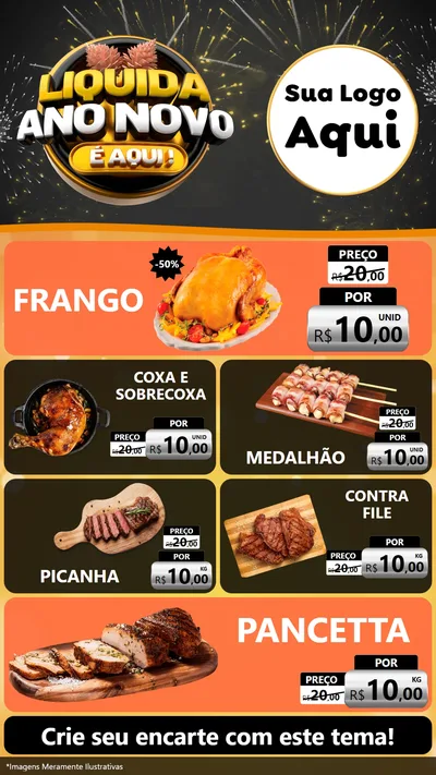 Modelo de TV para TV Vertical com o tema Liquida Ano Novo É Aqui! para Assados