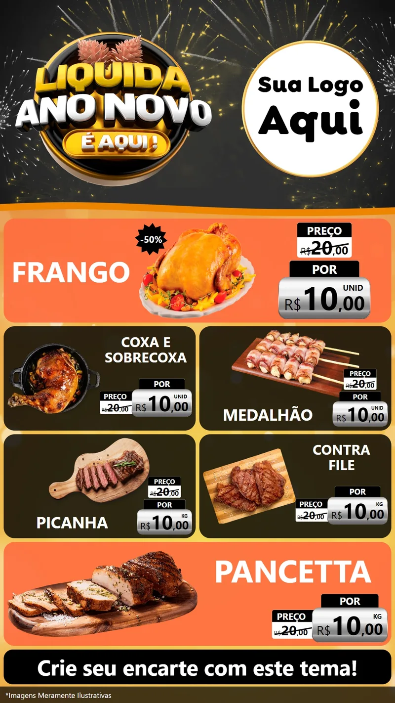 Modelo de TV para TV Vertical com o tema Liquida Ano Novo É Aqui! para Assados