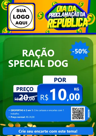 Modelo de Cartaz para Cartaz A4 Vertical com o tema Dia Da Proclamação da República para Pet Shop
