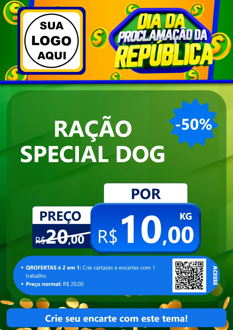 Modelo de Cartaz para Cartaz A4 Vertical com o tema Dia Da Proclamação da República para Pet Shop