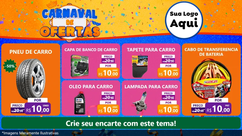 Modelo de TV para TV Horizontal com o tema Carnaval de Ofertas para Auto peças