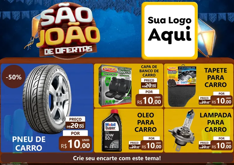 Modelo de Encarte para Encarte A4 Horizontal com o tema São João Ofertas Imbatíveis! - Junina para Auto peças