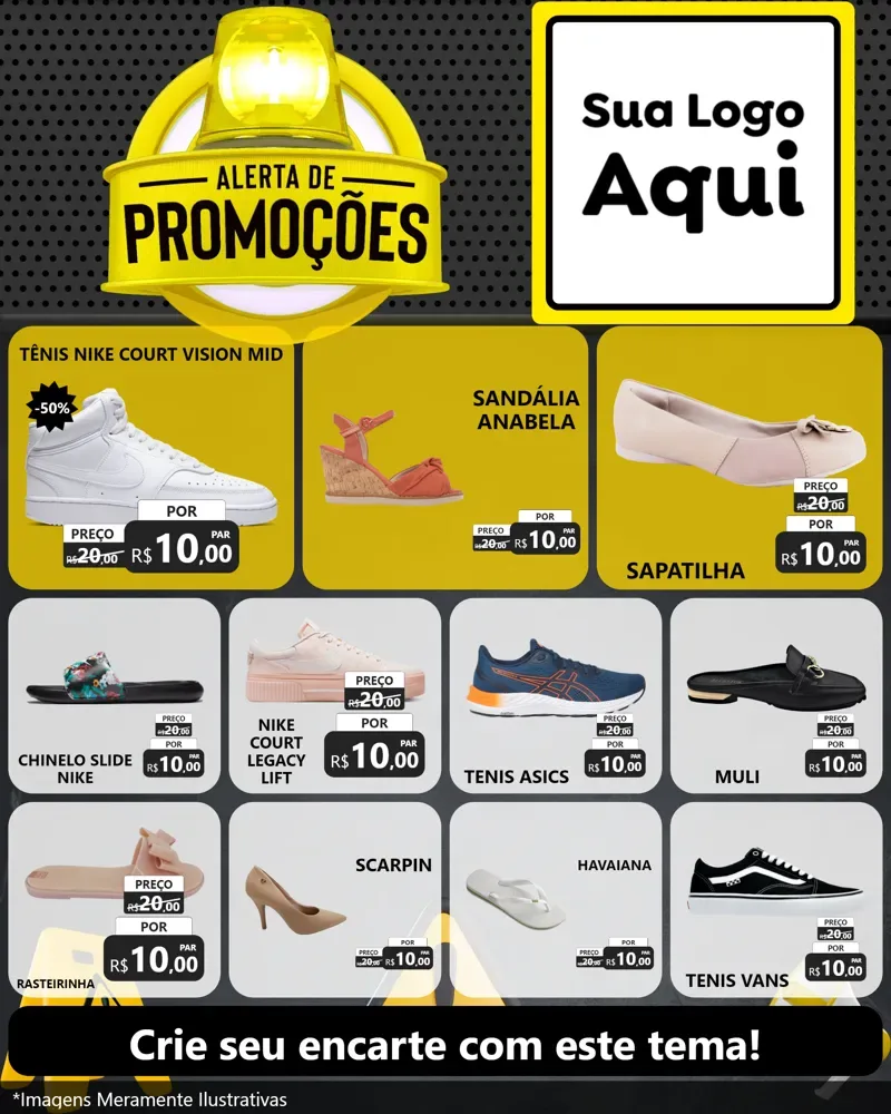 Modelo de Rede Social para Feed Instagram com o tema Alerta de Promoções para Calçados