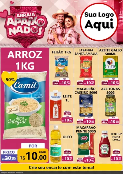 Modelo de Encarte para Encarte A4 Vertical com o tema Arraiá dos Apaixonados - Junina para Supermercado