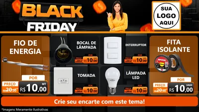 Modelo de TV para TV Horizontal com o tema Black Friday para Materiais Elétricos