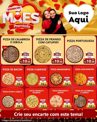 Modelo de Rede Social para Feed Instagram com o tema Semana das Mães Premiada para Pizzaria