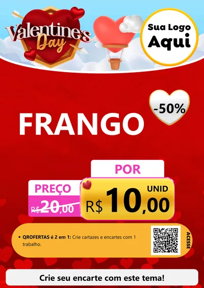 Modelo de Cartaz para Cartaz A4 Vertical com o tema Valentine's Day para Assados