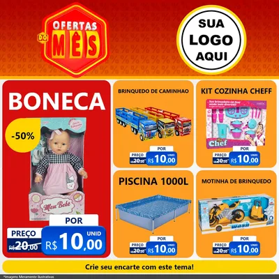 Modelo de Rede Social para Feed Facebook com o tema Ofertas do Mês para Brinquedos
