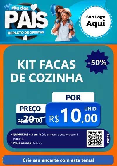 Modelo de Cartaz para Cartaz A4 Vertical com o tema Dia Dos Pais Repleto de Ofertas para Utilidades Domésticas