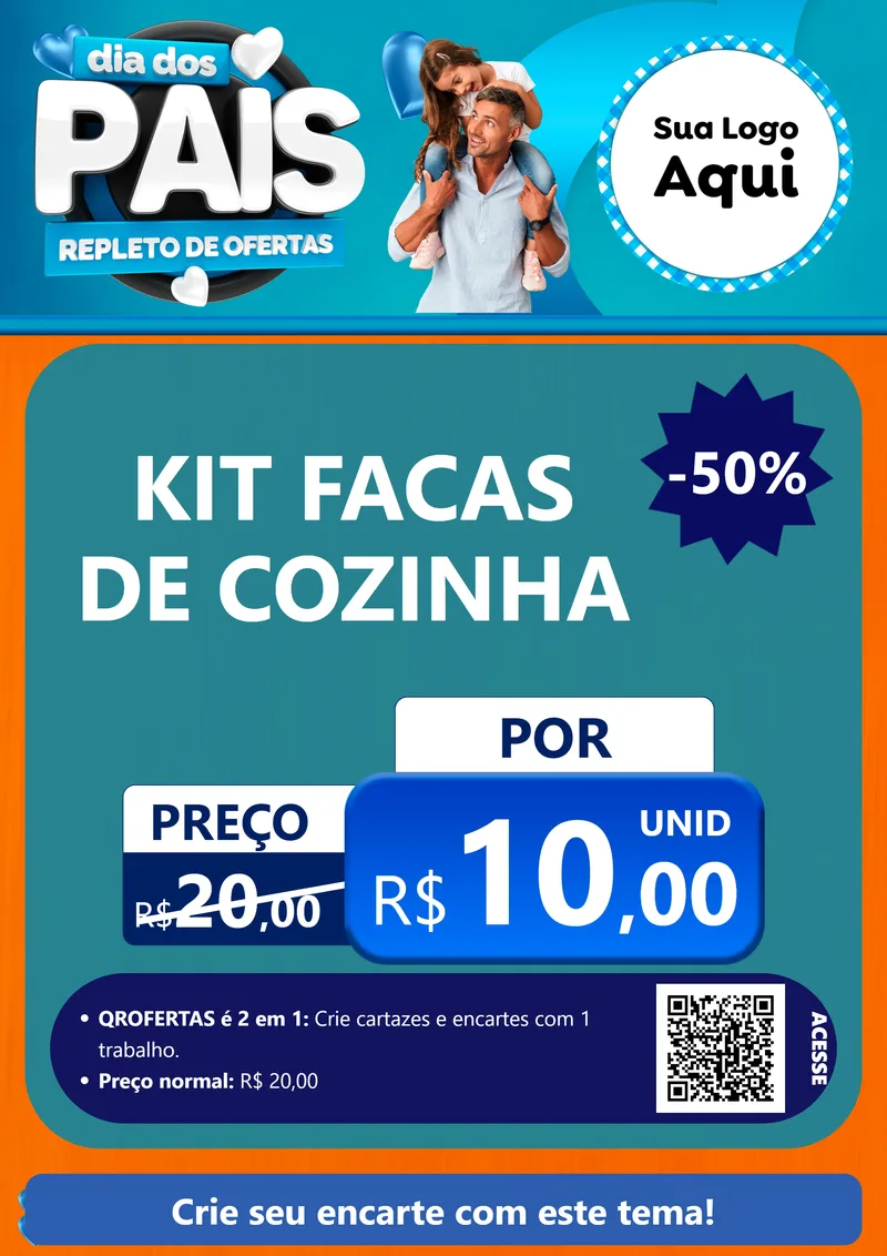 Modelo de Cartaz para Cartaz A4 Vertical com o tema Dia Dos Pais Repleto de Ofertas para Utilidades Domésticas