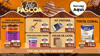 Modelo de TV para TV Horizontal com o tema Feliz Páscoa para Tintas e Ferramentas
