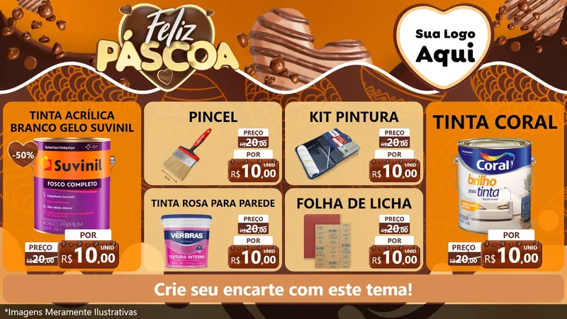 Modelo de TV para TV Horizontal com o tema Feliz Páscoa para Tintas e Ferramentas