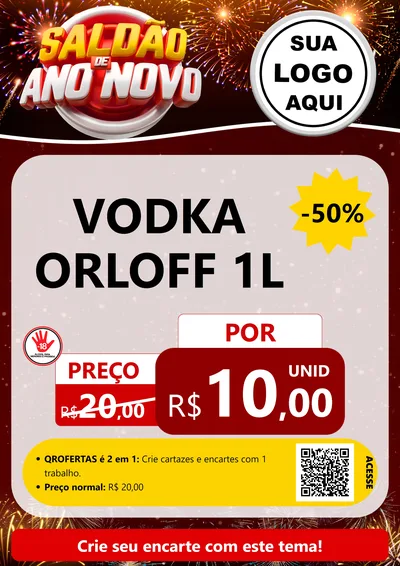 Modelo de Cartaz para Cartaz A4 Vertical com o tema Saldão de Ano Novo para Distribuidora de bebidas