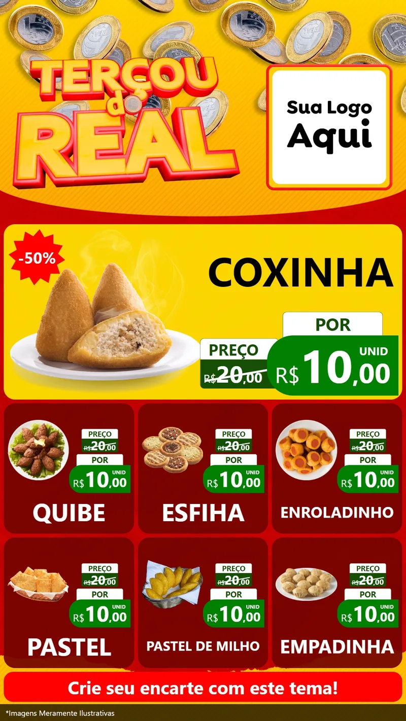 Modelo de Rede Social para Stories com o tema Terçou do Real para Salgadaria