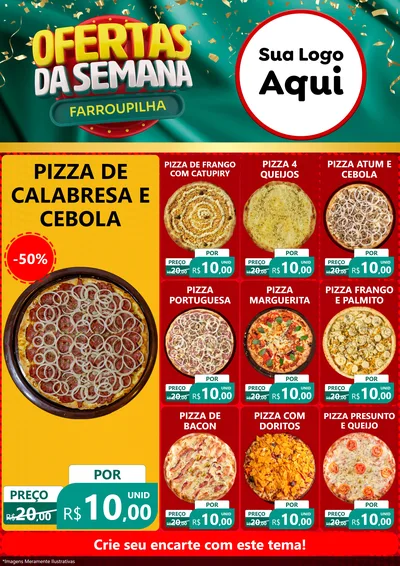 Modelo de Encarte para Encarte A4 Vertical com o tema Ofertas da Semana Farroupilha para Pizzaria