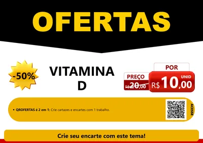 Modelo de Cartaz para Cartaz A4 Horizontal com o tema Ofertas Preto e Vermelho Cartaz para Farmácia