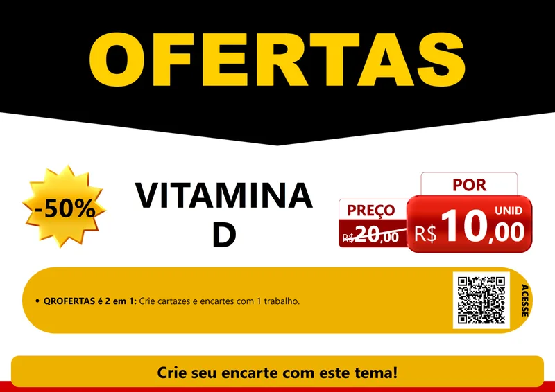 Modelo de Cartaz para Cartaz A4 Horizontal com o tema Ofertas Preto e Vermelho Cartaz para Farmácia