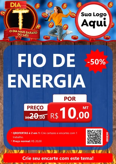 Modelo de Cartaz para Cartaz A4 Vertical com o tema Dia T - O Dia Mais Barato Do Mês para Materiais Elétricos