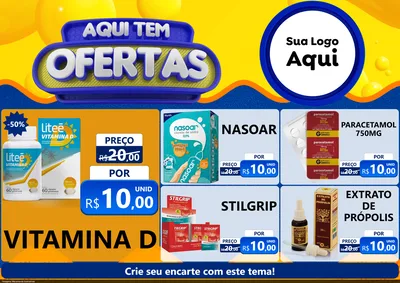 Modelo de Encarte para Encarte A4 Horizontal com o tema Aqui Tem Ofertas para Farmácia