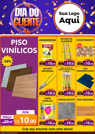 Modelo de Encarte para Encarte A4 Vertical com o tema Dia do Cliente para Material para Construção