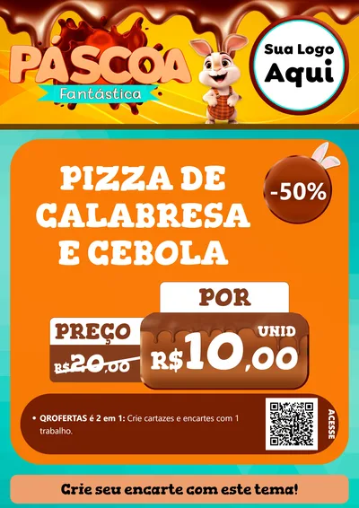 Modelo de Cartaz para Cartaz A4 Vertical com o tema Páscoa Fantástica para Pizzaria